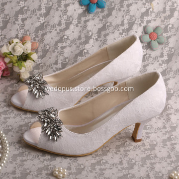 New Arrival Lace White Wedding Court Shoes